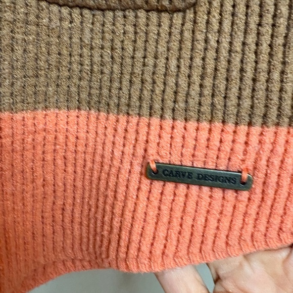 CARVE Designs Womens Cowl Neck Striped Pullover Sweater Size M Thumbhole Sleeves - Picture 6 of 6